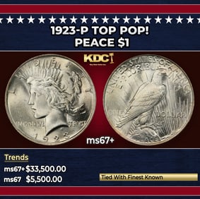 1923-p Peace Dollar TOP POP! $1 ms67+ SEGS