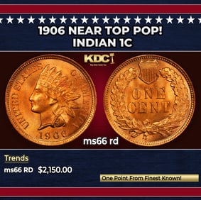 1906 Indian Cent Near Top Pop! 1c ms66 rd SEGS