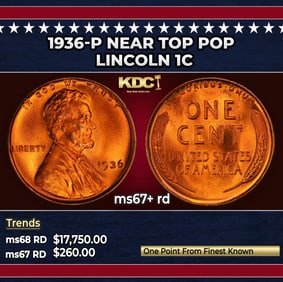 1936-p Lincoln Cent Near Top Pop 1c ms67+ rd SEGS