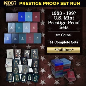 1983-1997 Full Run of US Mint Prestige Proof Sets - 92 Coins, 14 Complete Sets