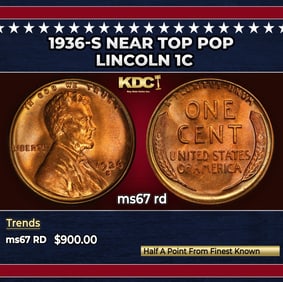 1936-s Lincoln Cent Near Top Pop 1c ms67 rd SEGS
