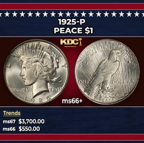 1925-p Peace Dollar $1 ms66+ SEGS