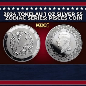 2024 Tokelau 1 oz Silver $5 Zodiac Series: Pisces Coin Round