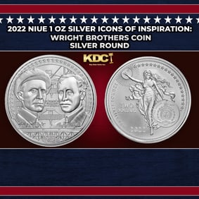 2022 Niue 1 oz Silver Icons of Inspiration: Wright Brothers Coin Round
