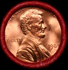 BU Shotgun Lincoln 1c roll, 1989-p 50 pcs Bank Wrapper 50c