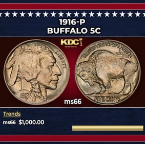1916-p Buffalo Nickel 5c ms66 SEGS