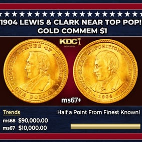 1904 Lewis & Clark Gold Commem Dollar Near Top Pop! 1 ms67+ SEGS