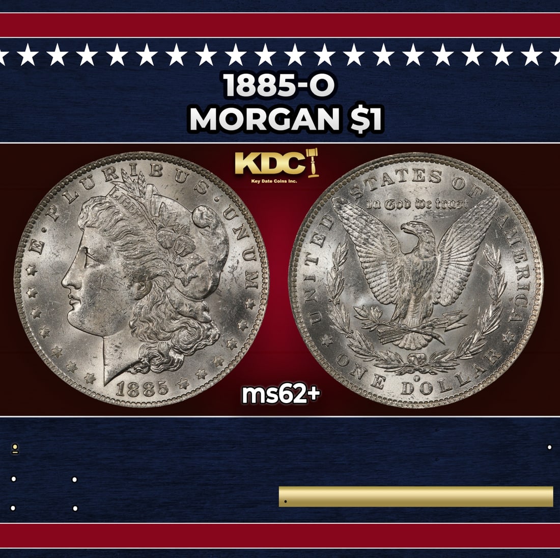 1885-o Morgan Dollar $1 Grades ms62+ (1 of 3)