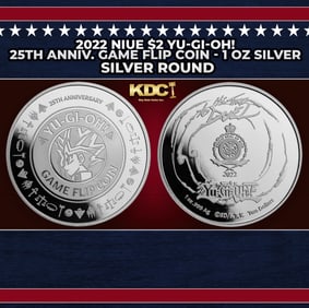 2022 Niue $2 Yu-Gi-Oh! 25th Anniv. Game Flip Coin - 1 oz Silver Round Round