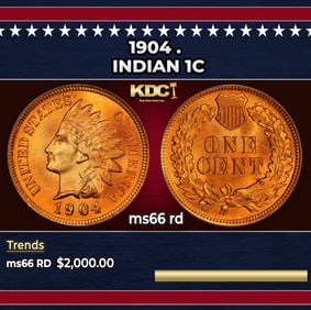 1904 Indian Cent . 1c ms66 rd SEGS