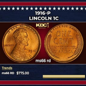1916-p Lincoln Cent 1c Grades ms66 rd