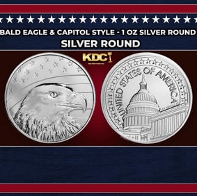 Bald Eagle & Capitol Style - 1 oz Silver Round Round