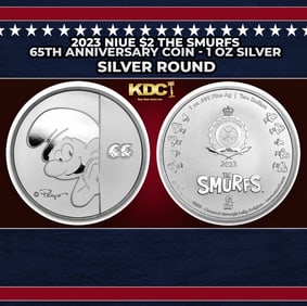 2023 Niue $2 The Smurfs 65th Anniversary Coin - 1 oz Silver Round Round