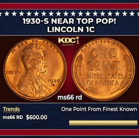 1930-s Lincoln Cent Near Top Pop! 1c Grades ms66 rd