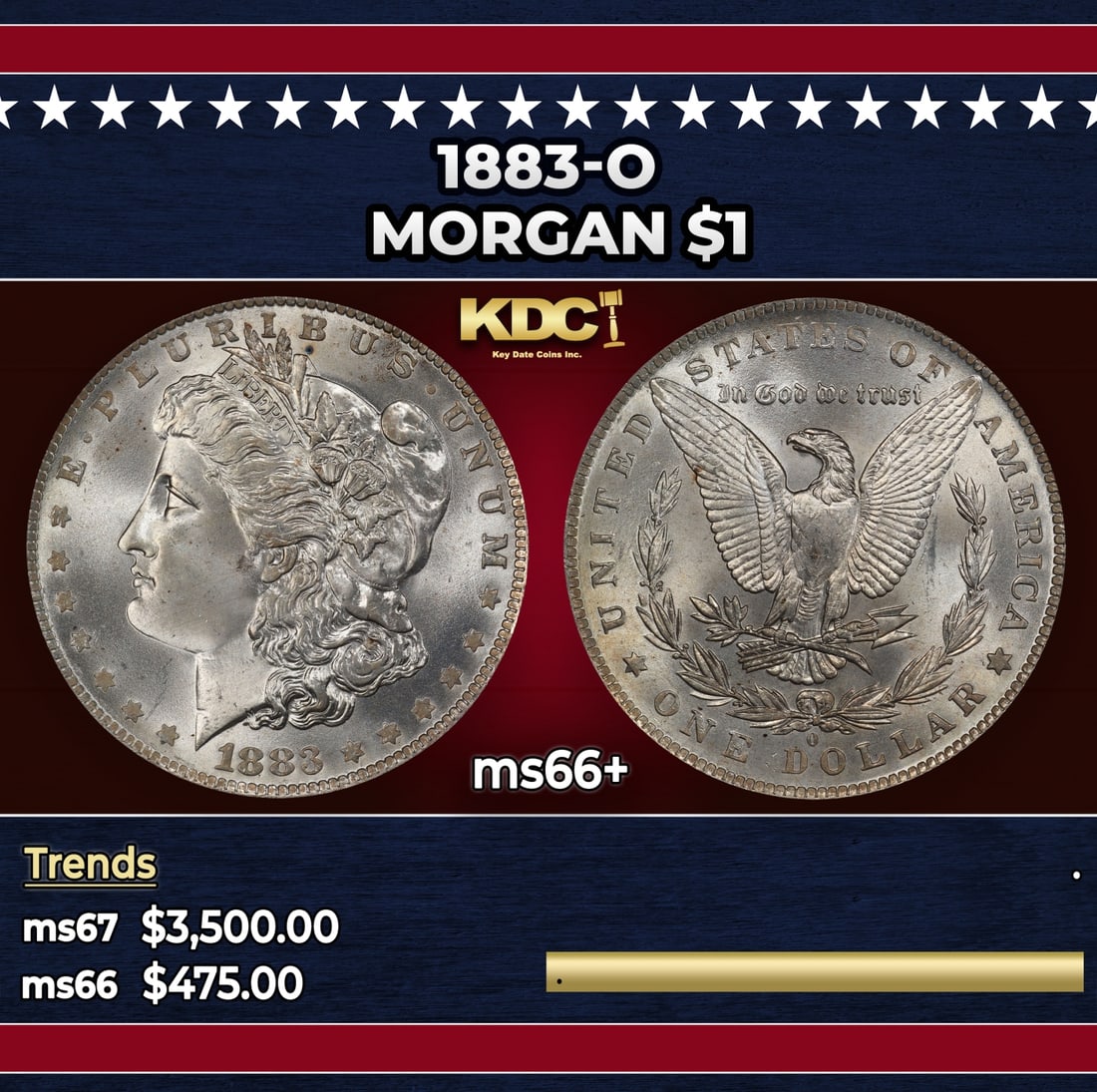 1883-o Morgan Dollar $1 ms66+ SEGS: 1883-o Morgan Dollar $1 ms66+ SEGS.