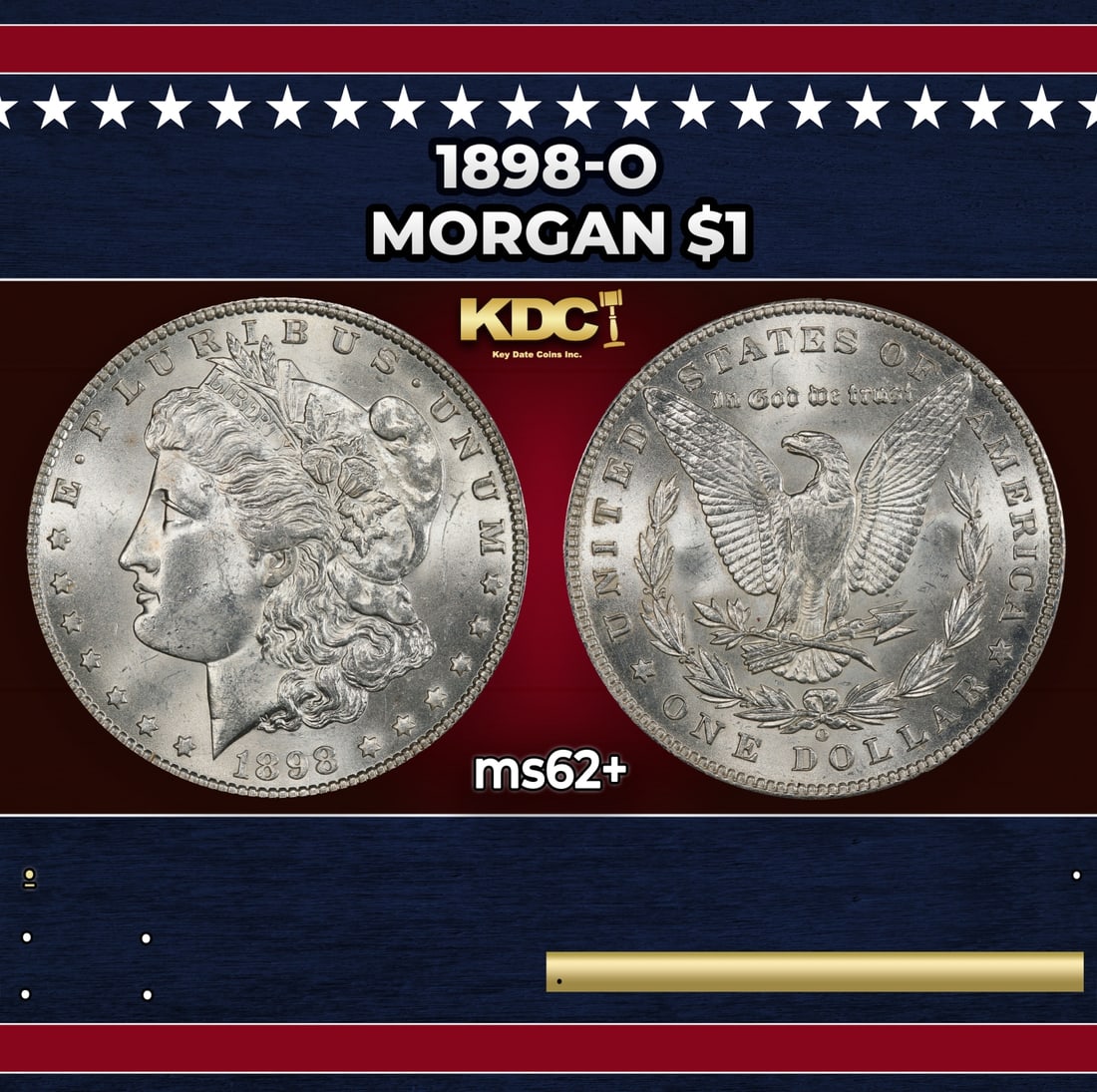 1898-o Morgan Dollar $1 Grades ms62+ (1 of 3)