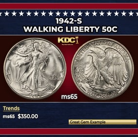 1942-s Walking Liberty Half Dollar 50c Grades ms65