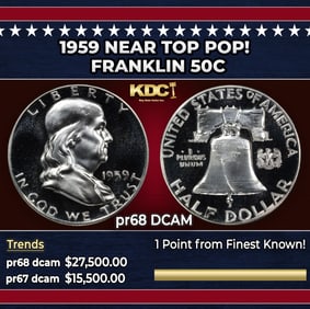 1959 Proof Franklin Half Dollar Near Top Pop! 50c pr68 DCAM SEGS