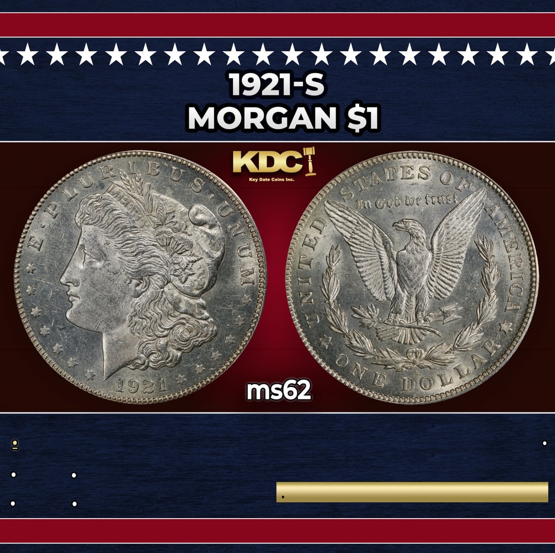 1921-s Morgan Dollar $1 Grades ms62 (1 of 3)