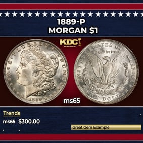 1889-p Morgan Dollar $1 Grades ms65