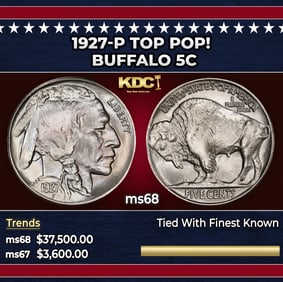 1927-p Buffalo Nickel TOP POP! 5c ms68 SEGS