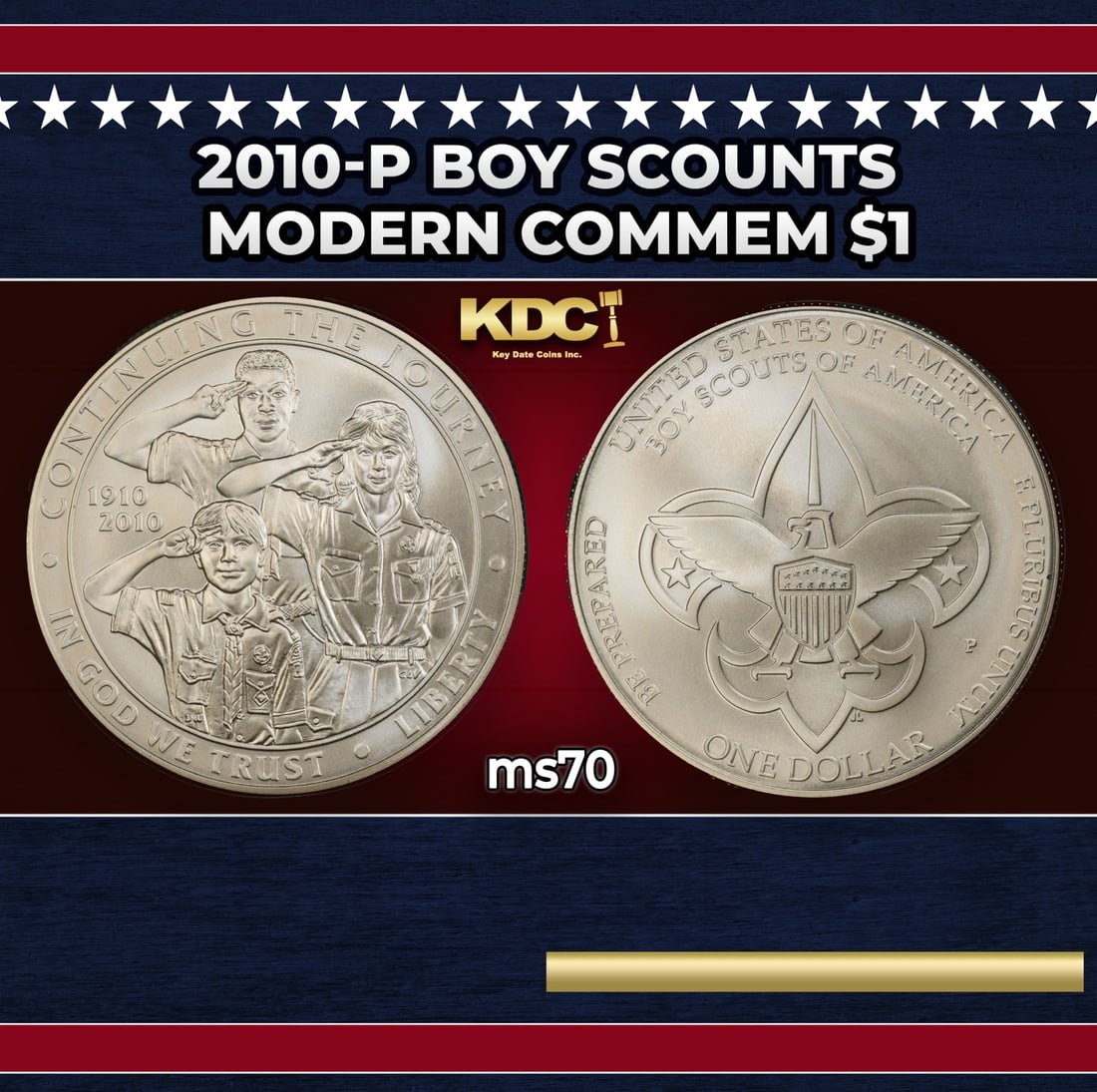 2010-p Boy Scounts Modern Commem Dollar $1 ms70 SEGS: 2010-p Boy Scounts Modern Commem Dollar $1 ms70 SEGS.