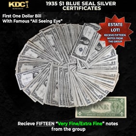 15x 1935 $1 Blue Seal Silver Certificates Grades VF/XF