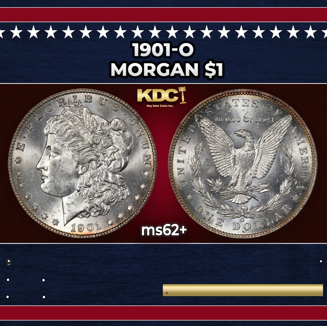 1901-o Morgan Dollar $1 Grades ms62+ (1 of 3)