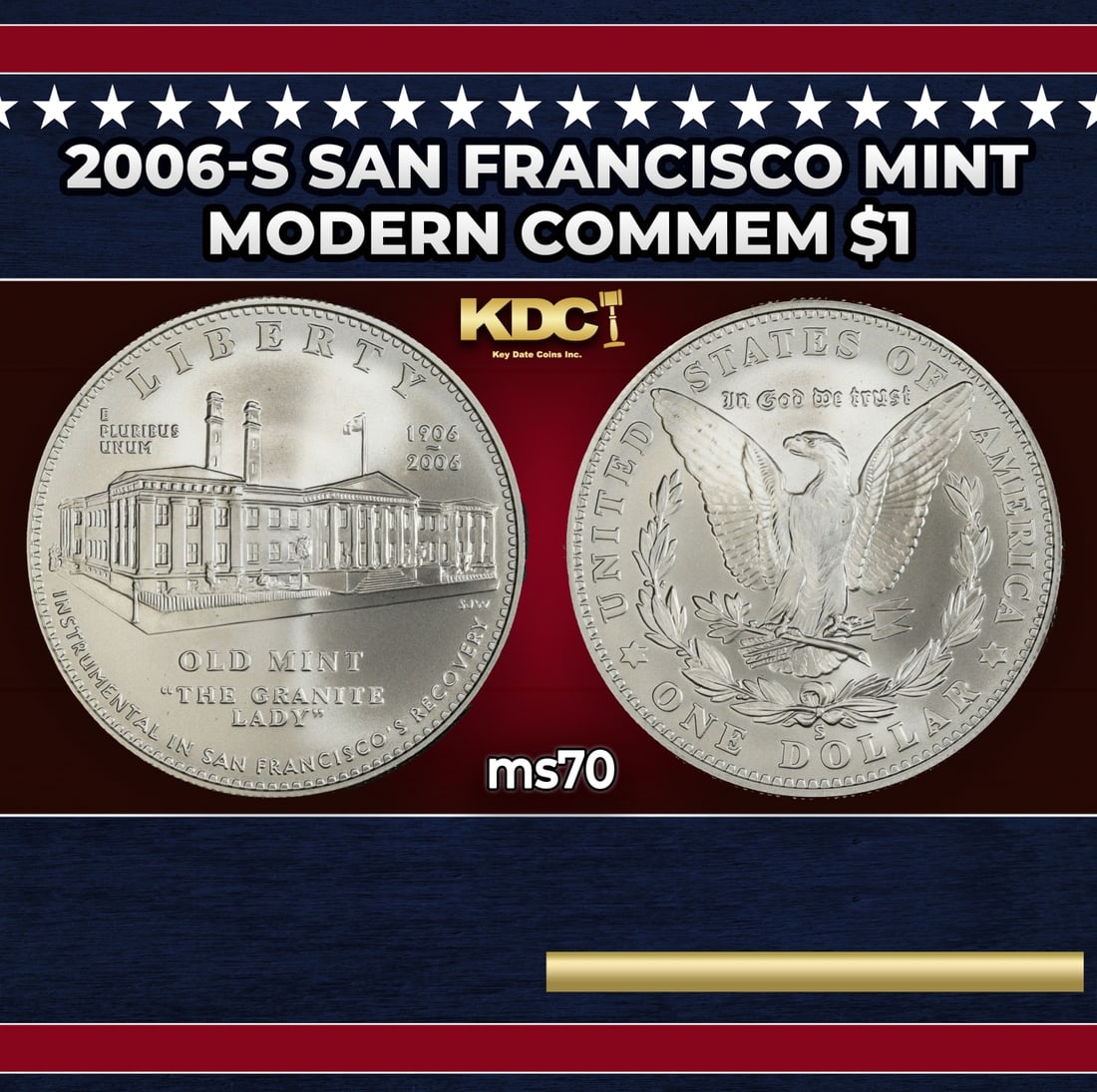 2006-s San Francisco Mint Modern Commem Dollar $1 ms70 SEGS (1 of 3)