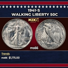 1941-s Walking Liberty Half Dollar 50c ms66 SEGS