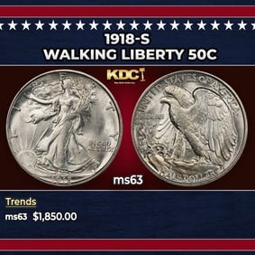 1918-s Walking Liberty Half Dollar 50c ms63 USCG