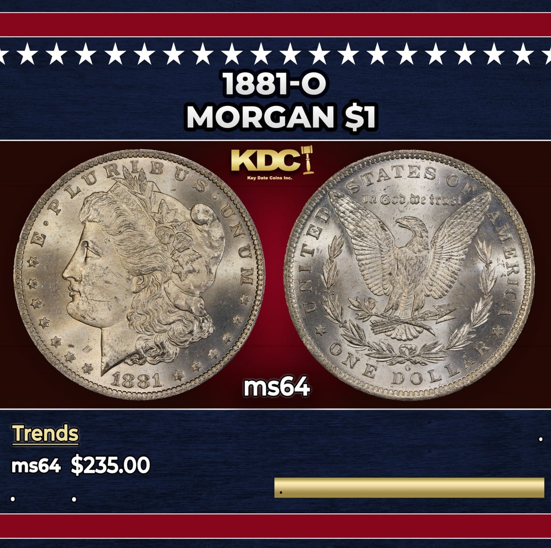 1881-o Morgan Dollar $1 Grades ms64 (1 of 3)