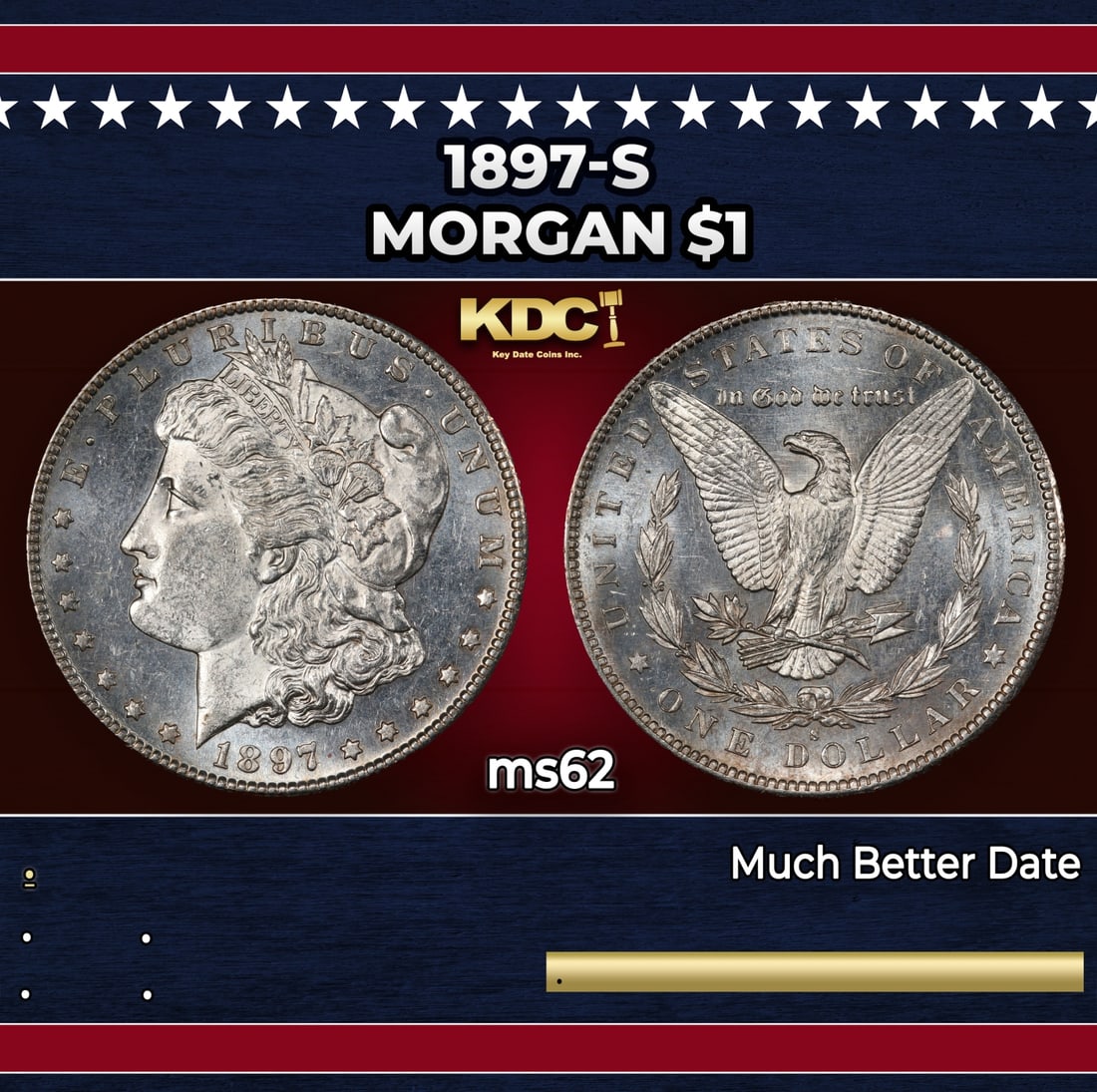 1897-s Morgan Dollar $1 Grades ms62 (1 of 3)