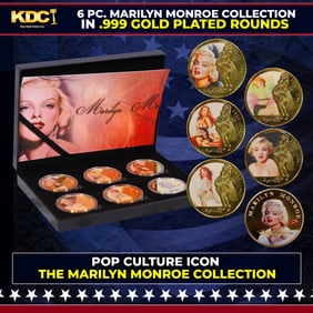 1926-1962 6 Coin Marilyn Monroe Gold Plated Round Collection #4 POP CULTURE ICON
