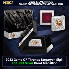 2022 Game OF Thrones Targaryen Sigil 1 oz .999 Silver Proof Medallion Other Toy