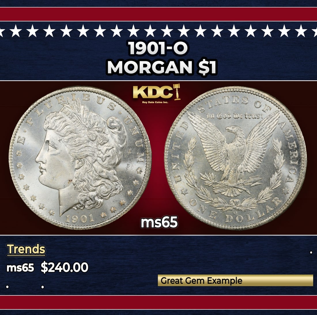 1901-o Morgan Dollar $1 Grades ms65 (1 of 3)