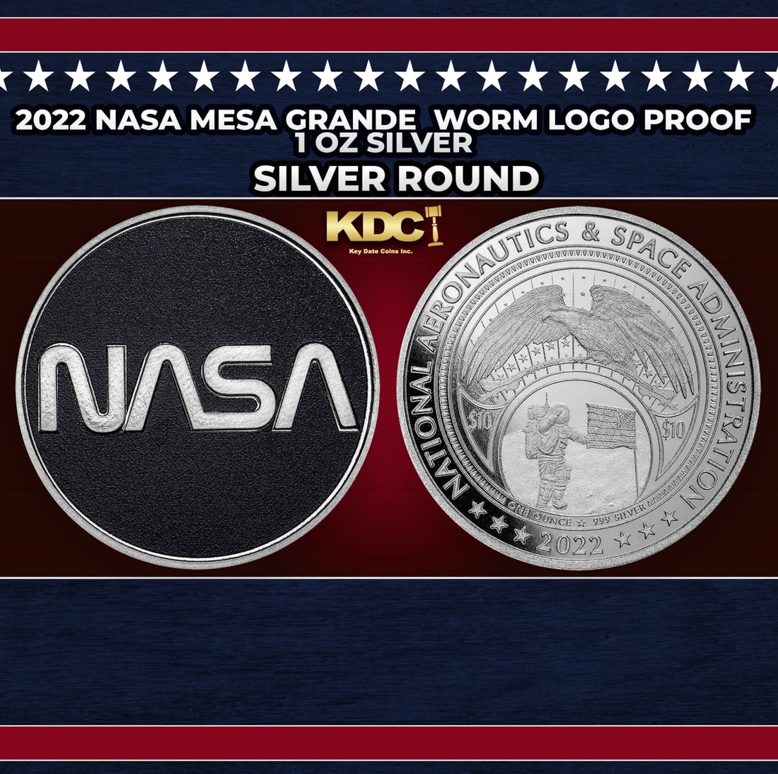 2022 NASA Mesa Grande Worm Logo Proof - 1 oz Silver Round Round (1 of 3)