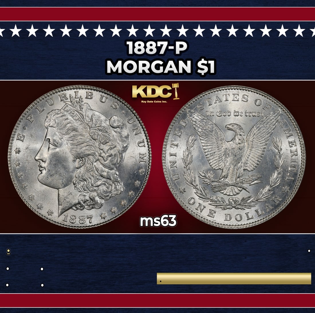 1887-p Morgan Dollar $1 Grades ms63 (1 of 3)