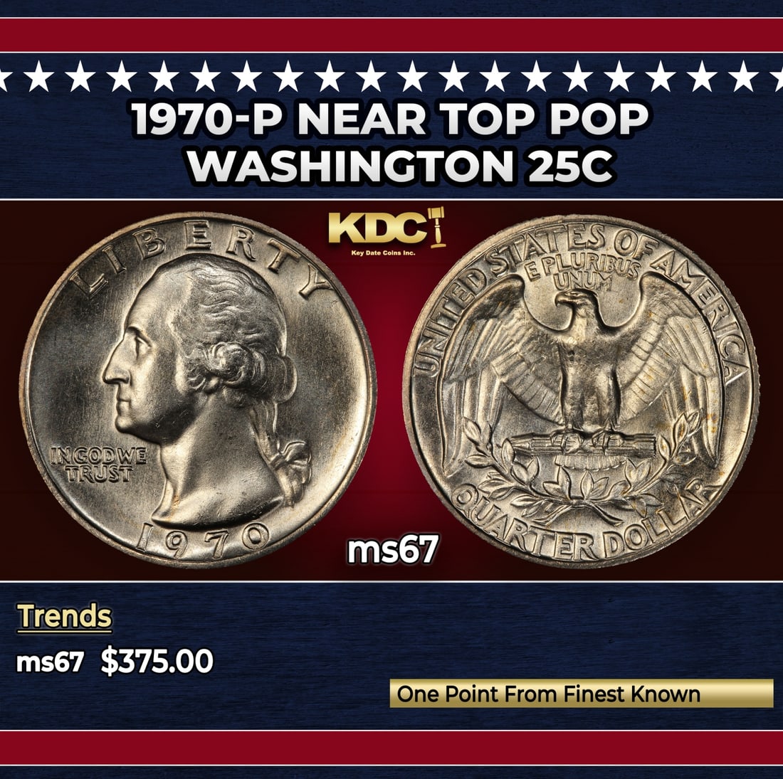 1970-p Washington Quarter Near Top Pop 25c ms67 SEGS (1 of 3)