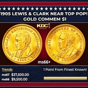 1905 Lewis & Clark Gold Commem Dollar Near Top Pop! 1 ms66+ SEGS
