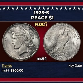 1925-s Peace Dollar $1 Grades ms64