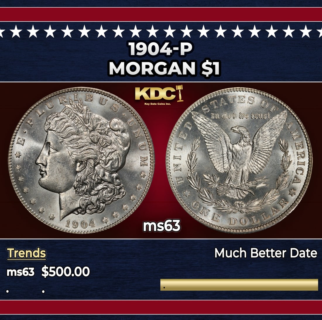 1904-p Morgan Dollar $1 Grades ms63 (1 of 3)