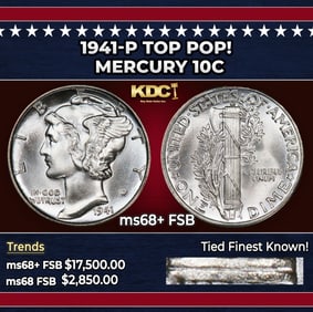 1941-p Mercury Dime TOP POP! 10c ms68+ FSB SEGS