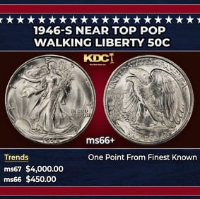 1946-s Walking Liberty Half Dollar Near Top Pop 50c ms66+ SEGS
