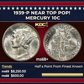 1939-p Mercury Dime Near Top Pop! 10c ms68+ SEGS