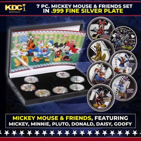 7 Coin Mickey Mouse & Friends .999 Fine Silver Plated Round Collection
