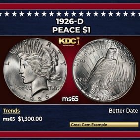 1926-d Peace Dollar $1 ms65 SEGS