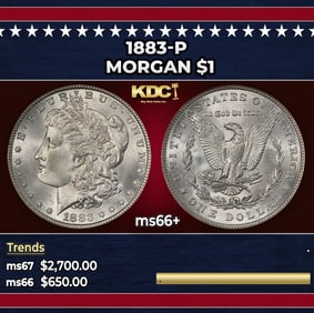1883-p Morgan Dollar $1 ms66+ SEGS