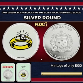 2024 Luxury Tax Monopoly 1oz .999 Silver Round Colorized Samoa Round