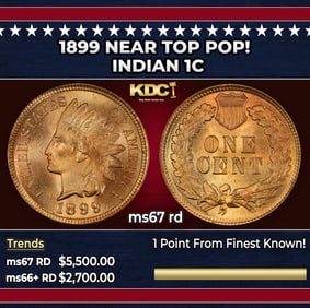 1899 Indian Cent Near Top Pop! 1c ms67 rd SEGS